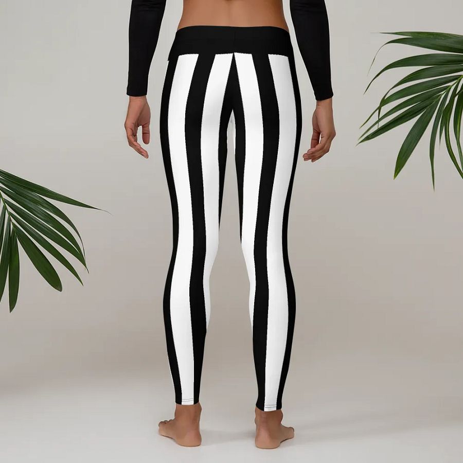 Black and White Stripes/All-Over Print Leggings by Sublicolor product image (3)