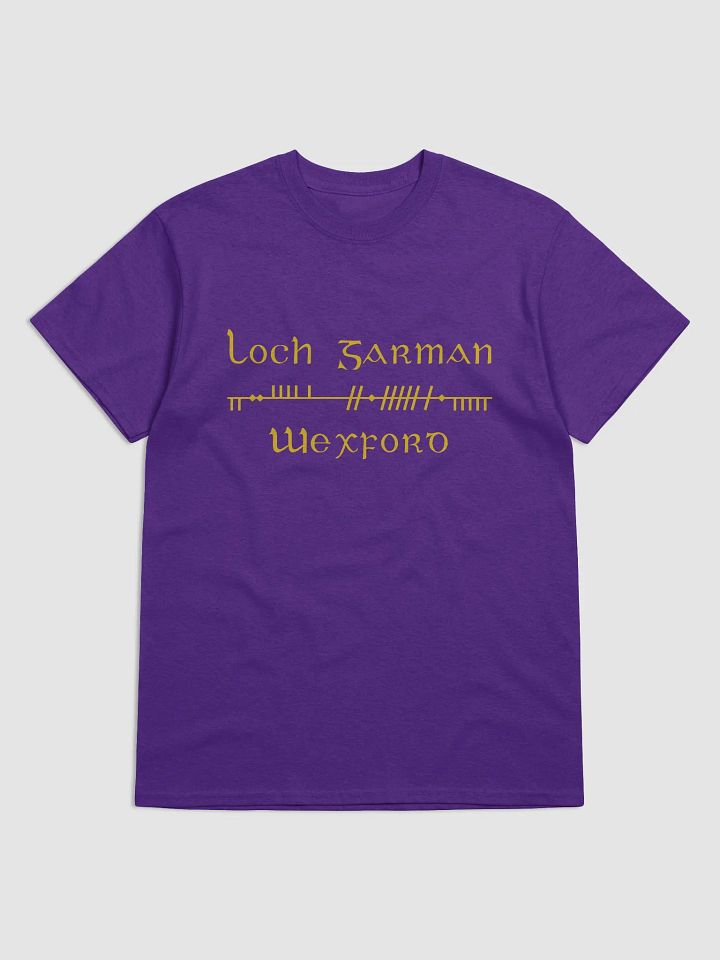 Wexford/Loch Garman Scholastic style Ogham purple printed T-shirt product image (1)