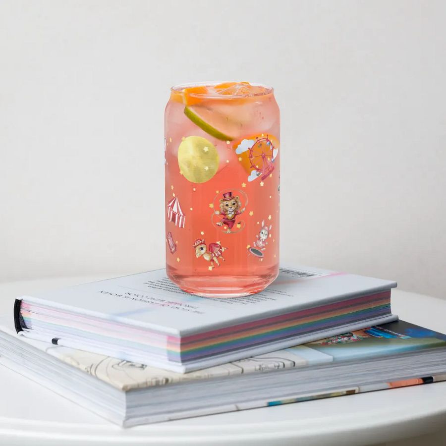 Midnight Circus Montage Glass Can | 16oz – Unique & Whimsical Drinkware product image (4)