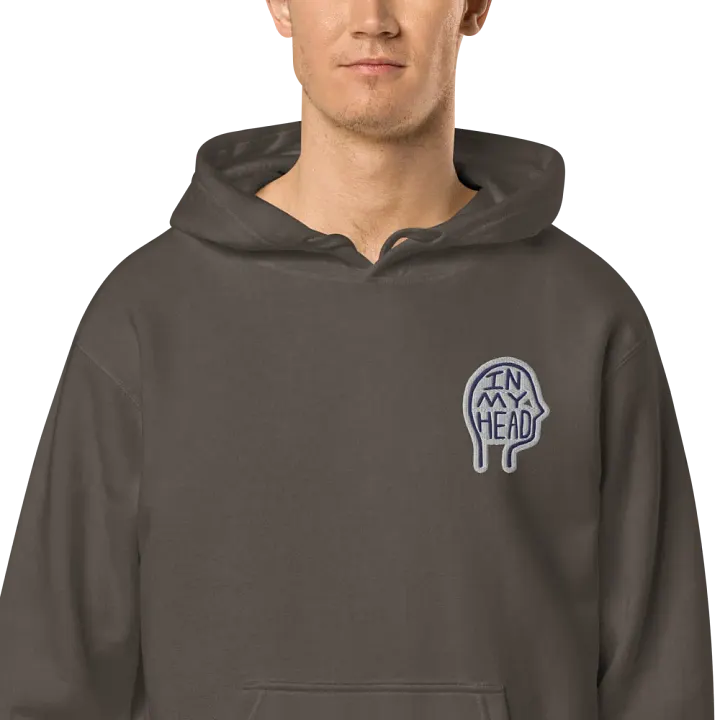 In My Head (L.C. navy bubble design) embroidered pigment hoodie product image (1)