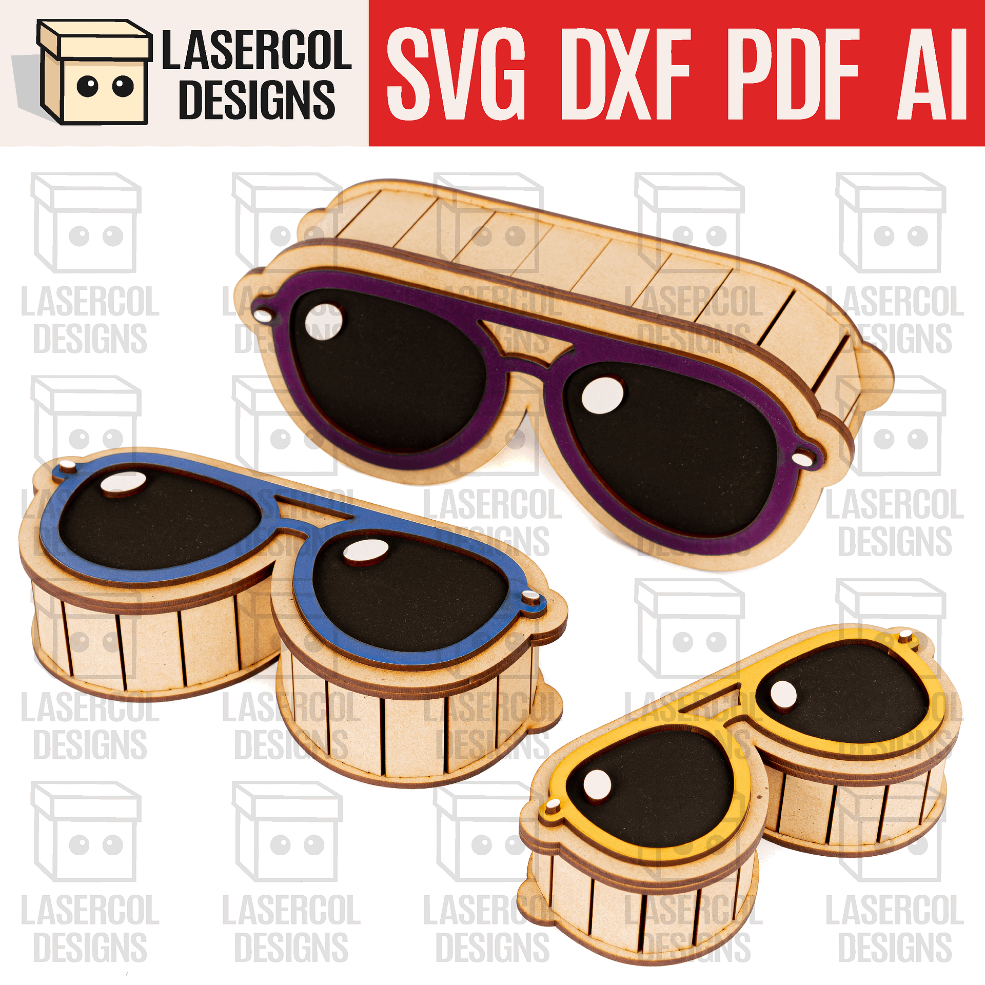 Glasses Shaped Boxes Bundle Set 1 & 2 - Laser Cut Files product image (4)