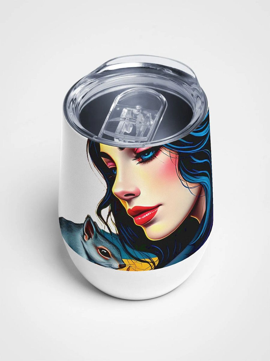 Serenity Sipper: Stylized Woman and Squirrel Wine Tumbler product image (4)