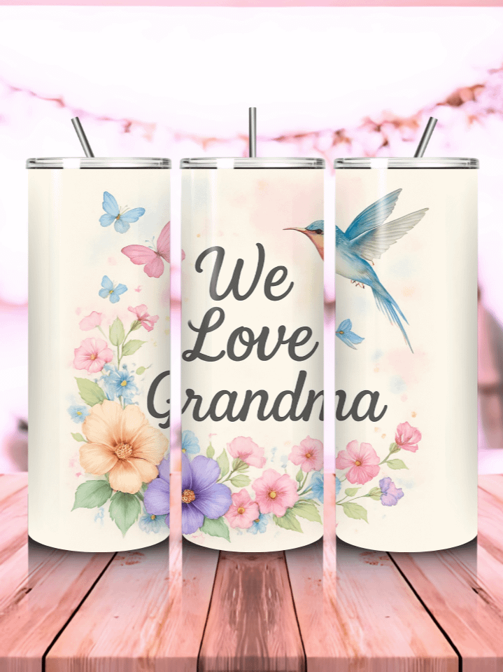 Grandma Women’s Floral Tumbler Wrap PNG – 20oz Skinny Sublimation Design with Beautiful Flower Illustrations & Loving Quote – Perfect Gift for Grandmothers – 300 DPI Instant Digital Download product image (1)