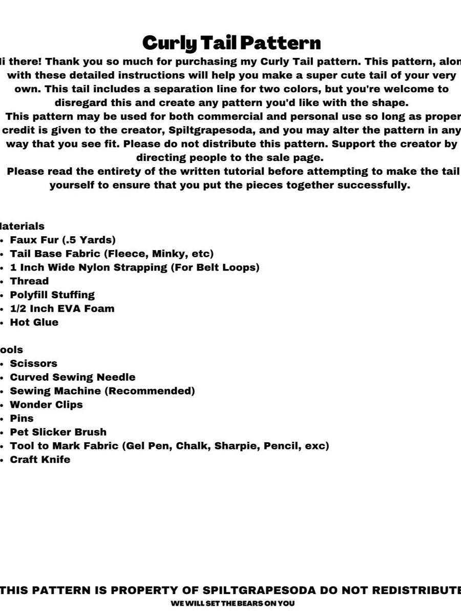 Relaxed Curly Tail Pattern [PDF DOWNLOAD] product image (2)