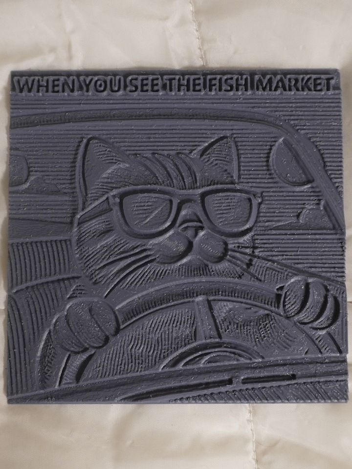 Cat Driving Car Plastic Meme Art Work product image (1)