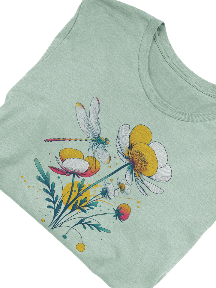 Buttercup and Dragonfly T-Shirt, Floral Nature Tee, Wildflower Aesthetic Shirt, Botanical Art Print, Cottagecore Gift for Her, Garden Lover Tee product image (7)