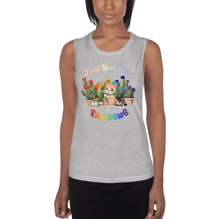 Rainbow Kitten Artist Flowy Muscle Tank product image (2)