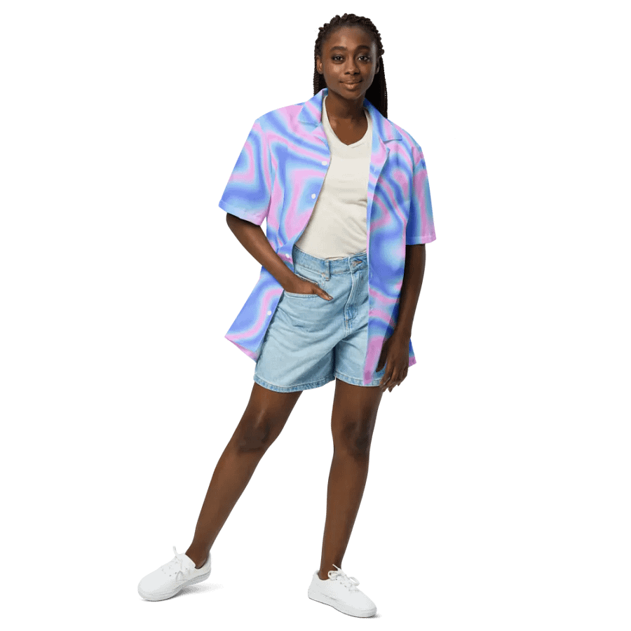 Psychedelic Hologram Unisex Hawaiian Shirt product image (3)