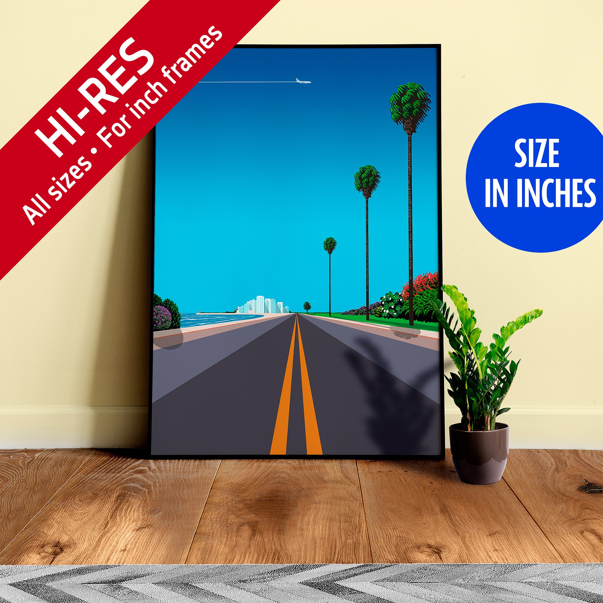 Florida, Miami, USA — City Pop art, retrowave/vaporwave poster, 80s, aesthetic poster, Hiroshi Nagai inspired art, minimalist poster product image (1)