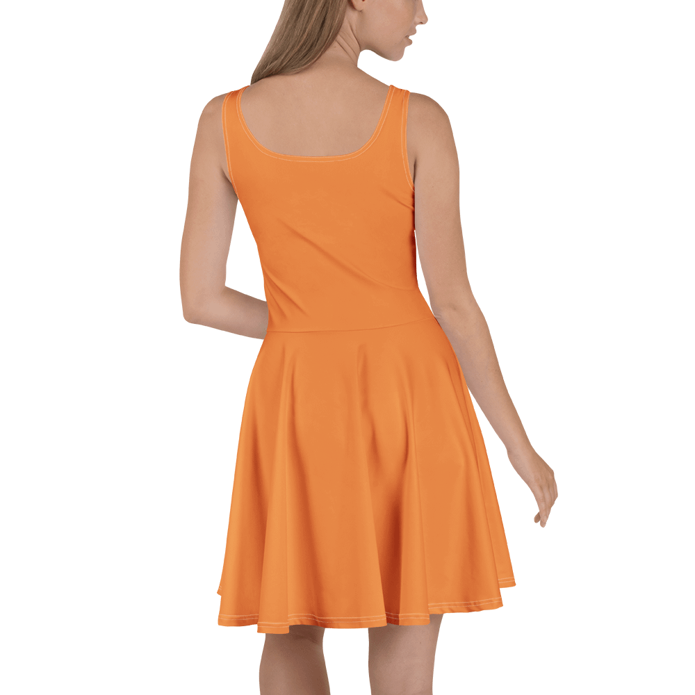 Halloween Pumpkin Orange Solid Color Retro Inspired Fit and Flare Skater Dress product image (4)
