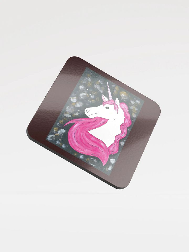 Unicorn - (art by Dina R.) - acrylic painting picture - Glossed Cork Coaster product image (1)