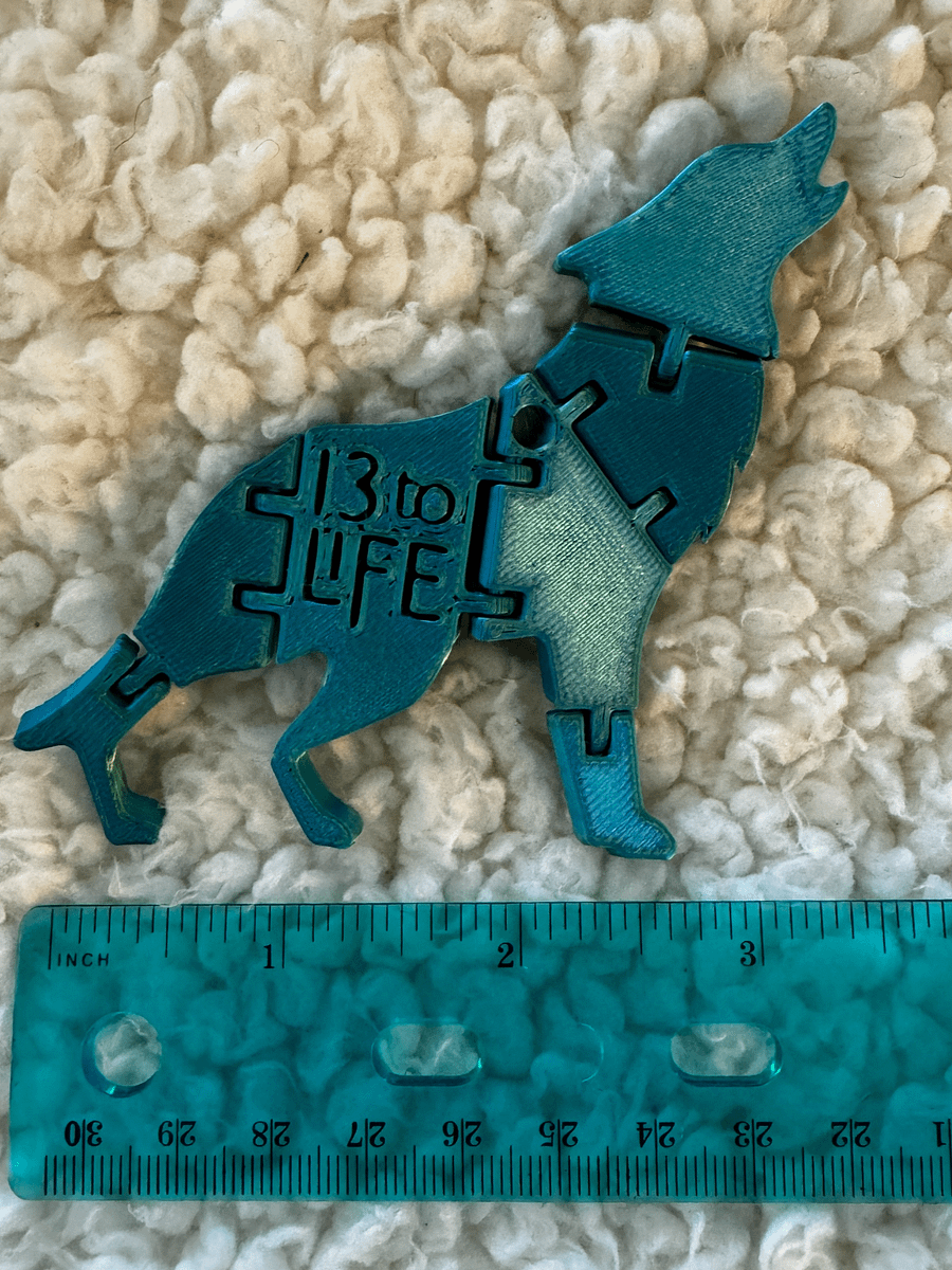 Howling Wolf PLA 3D Printed Flexi — 13 TO LIFE Keychain product image (2)