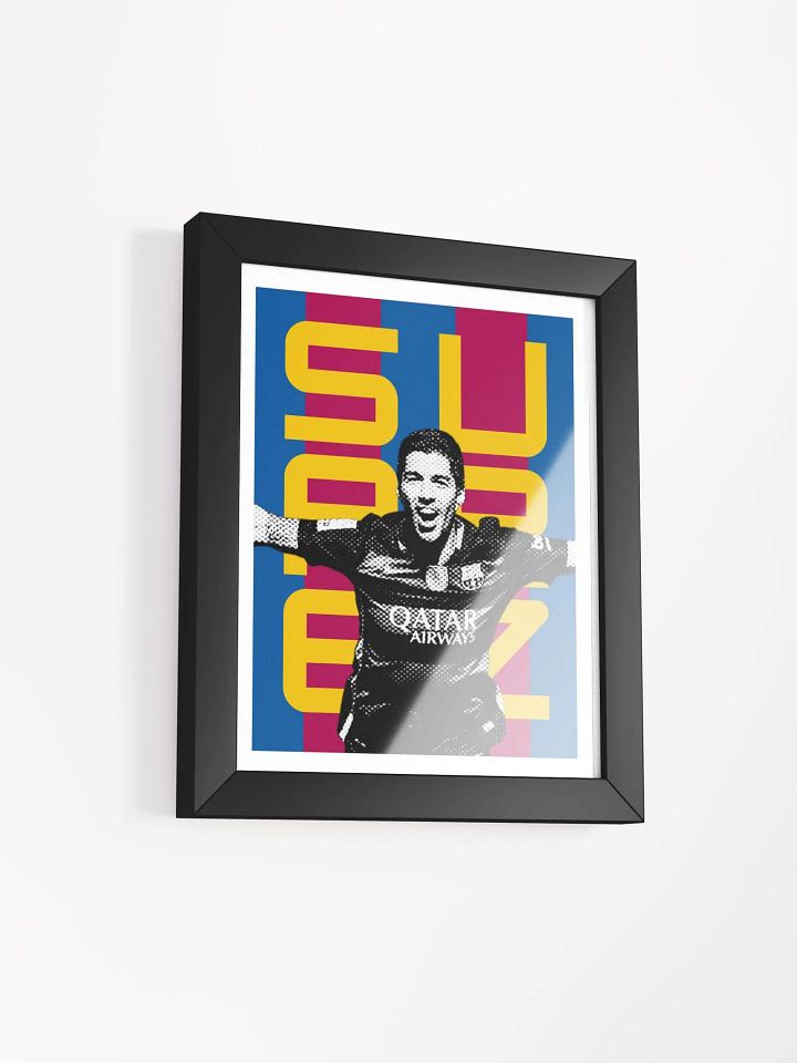 Luis Suárez BW Barcelona Name Art Framed Print product image (2)