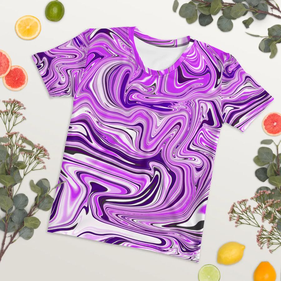 Women's Crew Neck Tshirt - Purple Digital Fluid Art product image (7)