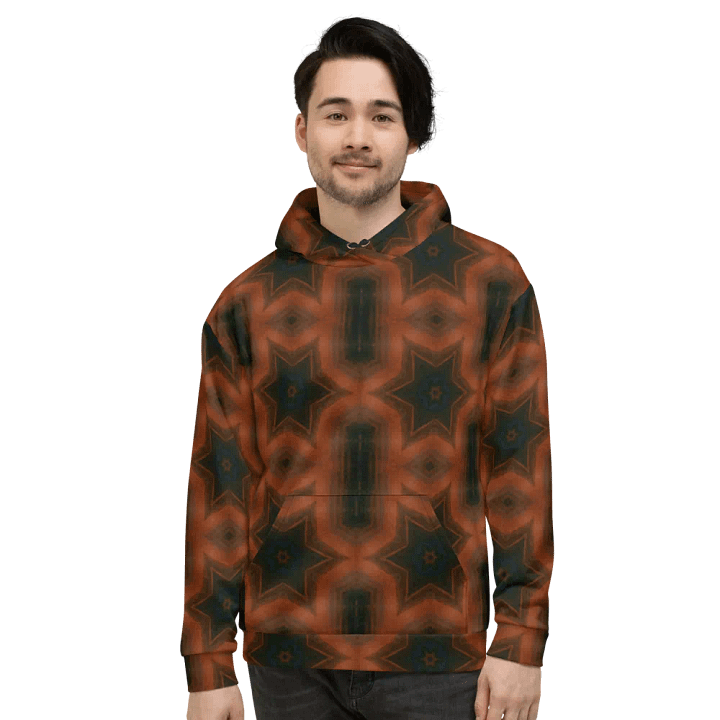 Abstract Dark Burgundy Star Repeating Unisex All Over Print Hoodie product image (1)