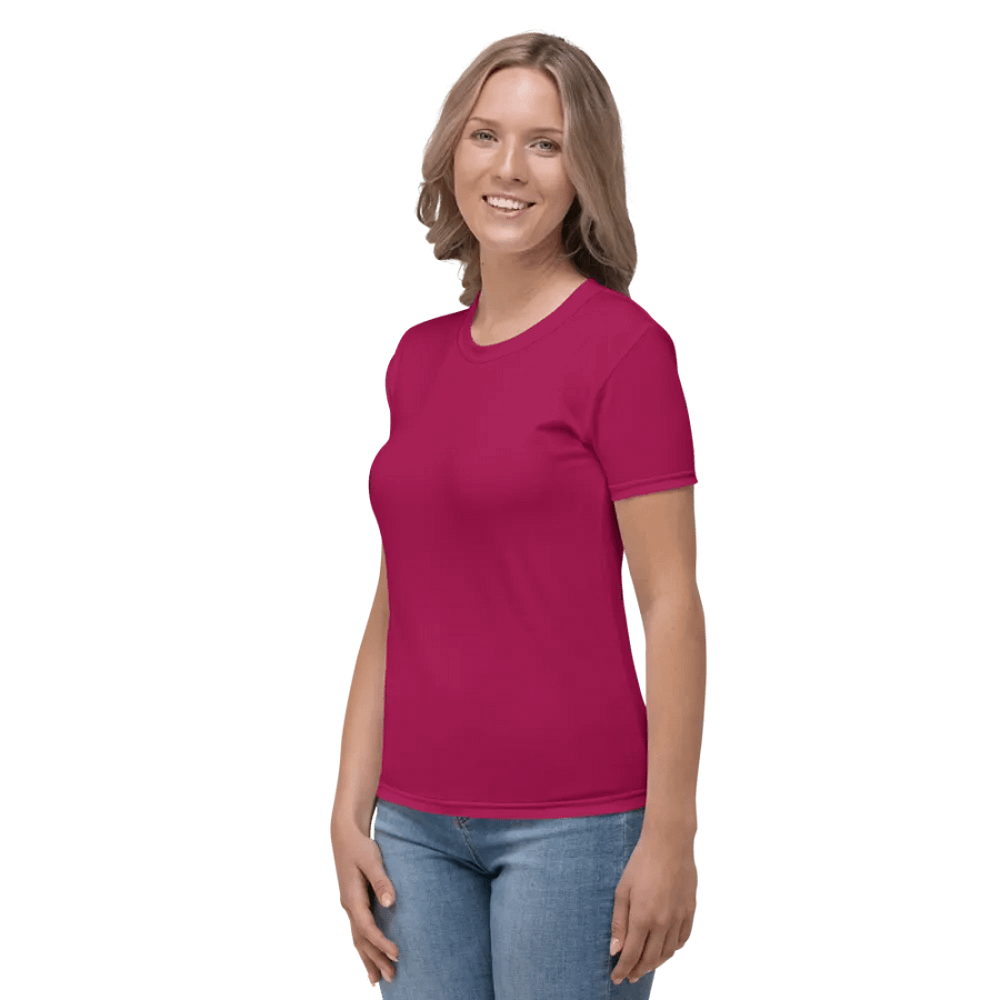 Plain Dark Red Light Summer Women's Crewneck Polyester Heavyweight Premium T-Shirt by Treasure Pie product image (3)