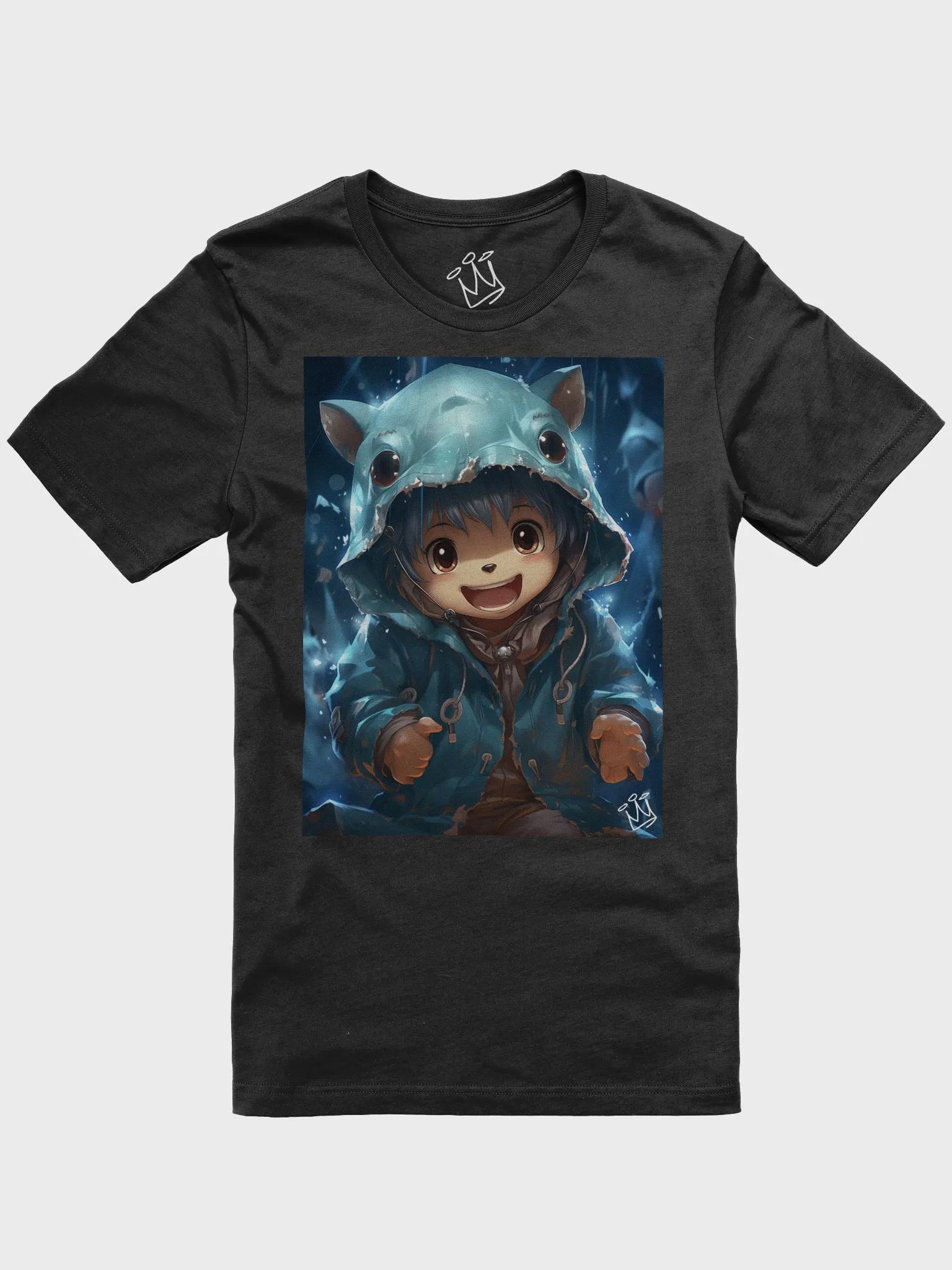 Adorable Anime Girl T-Shirt: Lora in Lucky Star Shark Hoodie with a Cute Kawaii Smile product image (1)