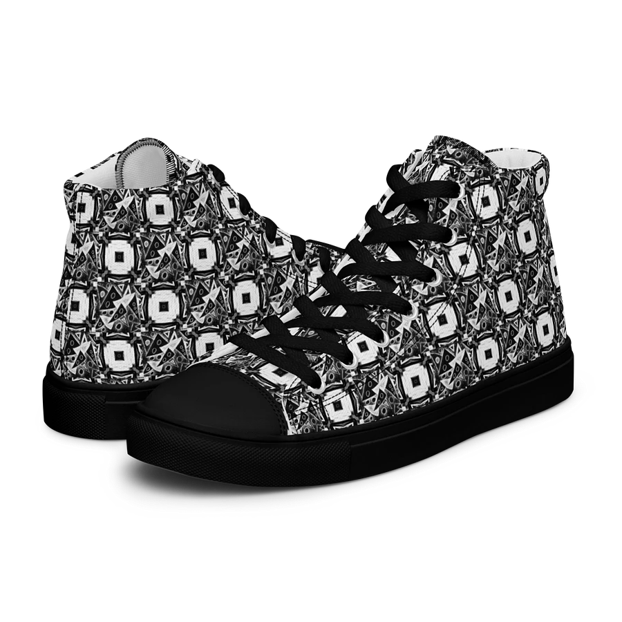 Abstract Monochrome Pattern Shapes and Squares Men's Canvas Shoes High Tops product image (19)