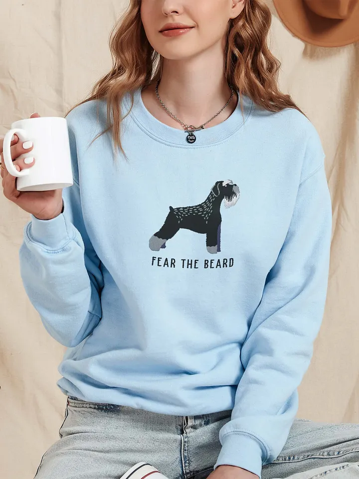Fear the Beard Sweatshirt (Embroidered) of a Schnauzer(Black & Silver) product image (2)