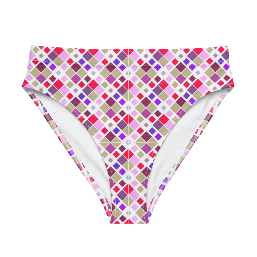 Colorful Square Pattern Design High Waist Bikini Bottom - V2 product image (6)