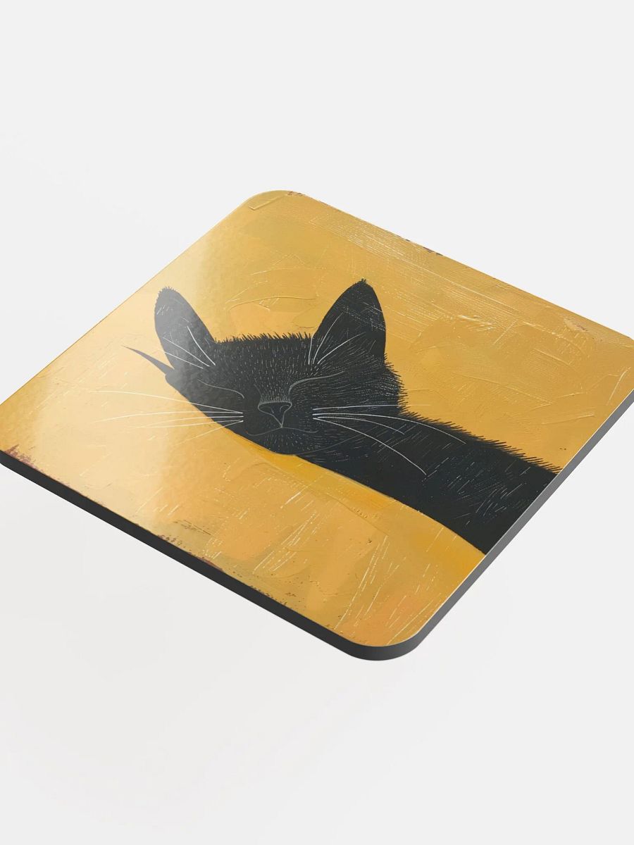 Glossed Cork Coaster by Allcolor Sleepy Cat product image (4)
