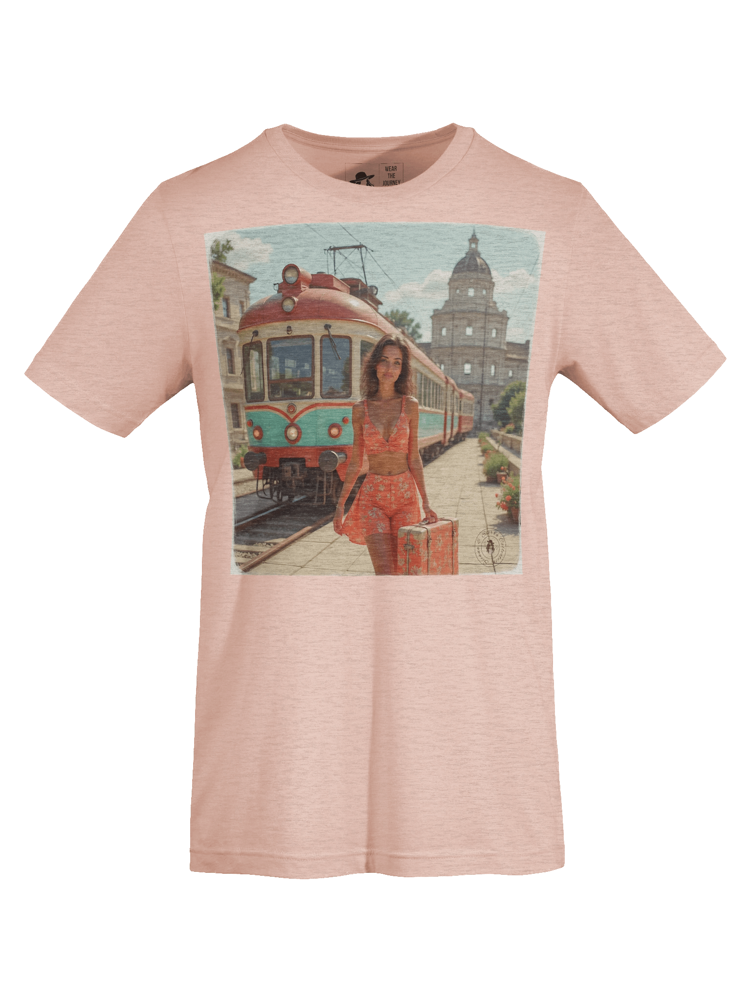 Retro Tram Travel T-Shirt – Floral Two-Piece Wanderlust Style product image (42)
