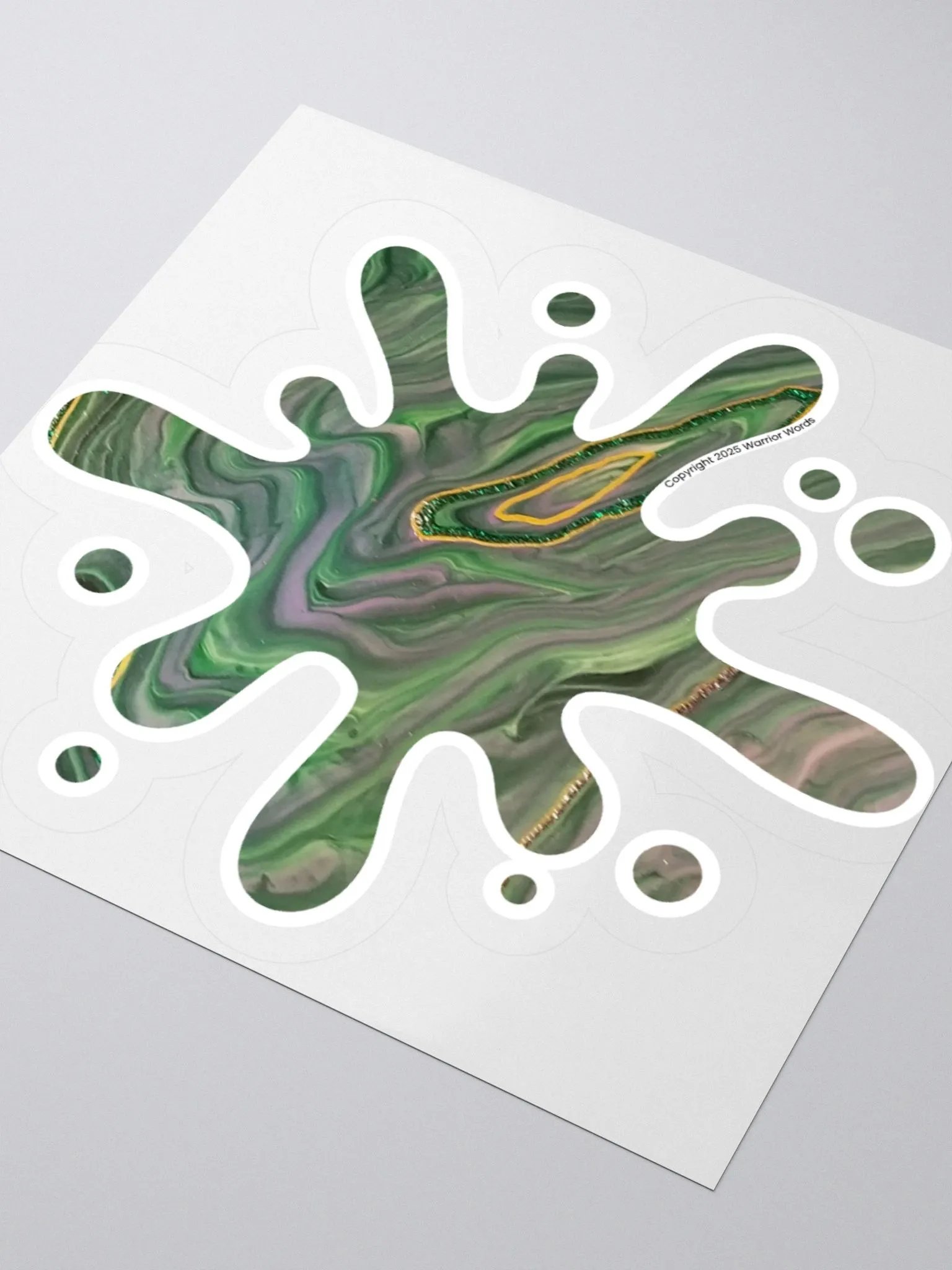 Acrylic Painting Sticker in Greens & Gold product image (3)