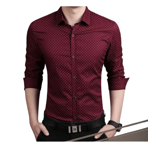 Brand Fashion Male Shirt Long-Sleeves Tops Polka Dot Printing Mens Dress Shirts Slim Men Shirt Plus Size M-5XL FGT product image (3)