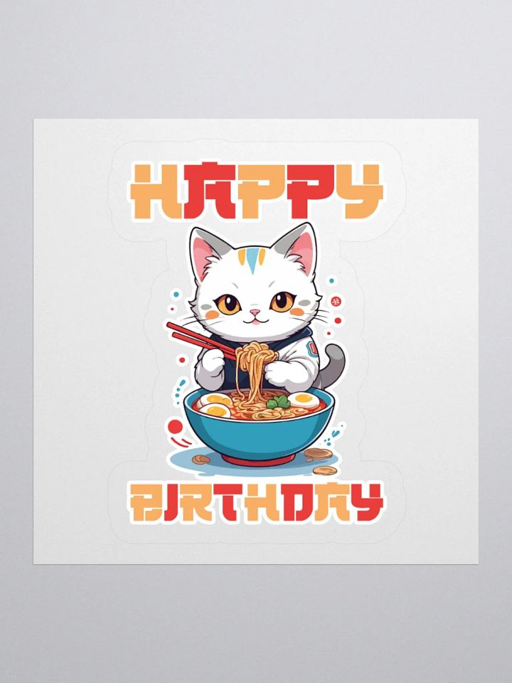 Happy Birthday (Cat With Noodles) Sticker product image (1)