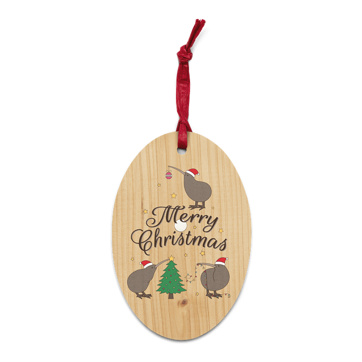 Merry Christmas Kiwi Wooden Christmas Ornament product image (2)