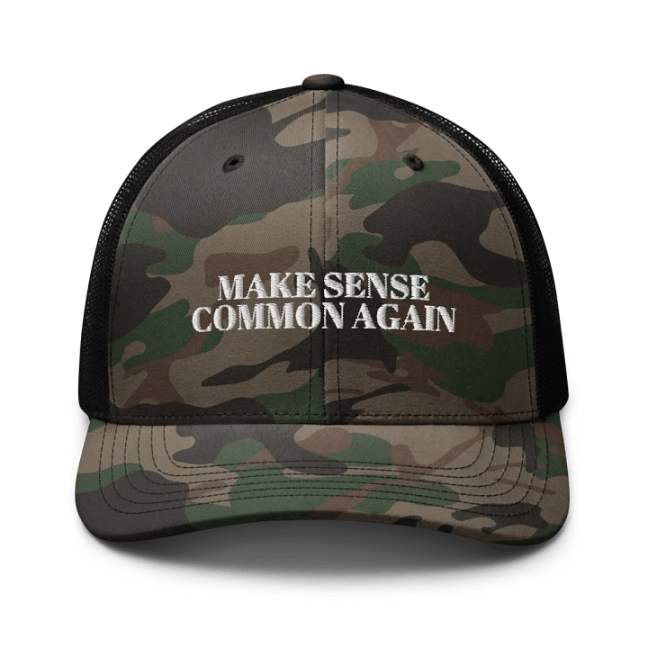 Make Sense Common Again Camo Trucker Hat product image (1)