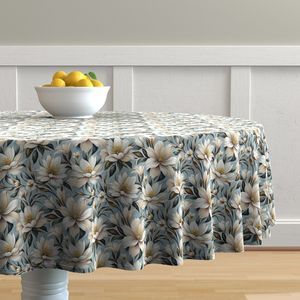 Seamless Pattern - White and Beige Flowers on a Light Blue Background product image (7)