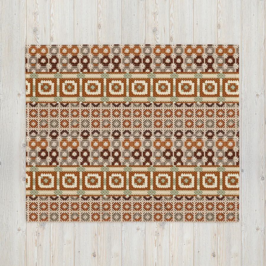 Fall Colors Granny Knit Patchwork Throw Blanket product image (9)