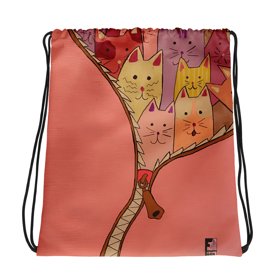"Unleash The Cats" Drawstring Bag (Pink) product image (1)
