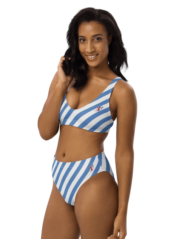 Funky Blue Stripes High Waisted Bikini Set – “OPA” Edition product image (1)