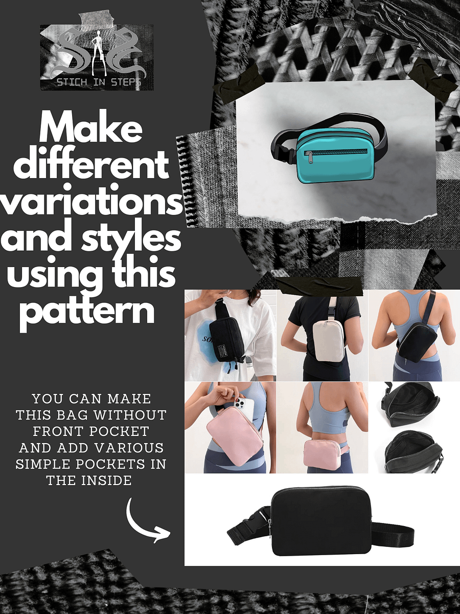 Modern rectangle shape Waist Bag - Sewing Pattern product image (5)