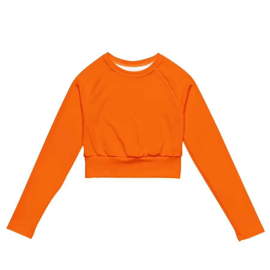 Plain Color Orange Long Sleeve Crop Top product image (5)