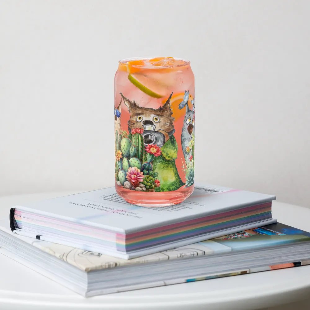 Desert Bloom: A Tale of Resilience Glass Can | 16 oz Friendship Blossoms Drinkware product image (4)