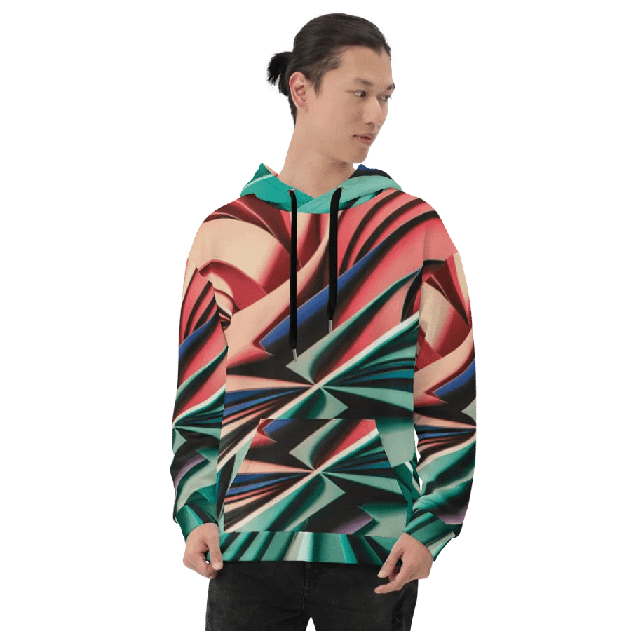 Recycled Unisex Hoodie with Vibrant Abstract Geometric Print - Relaxed Fit product image (7)