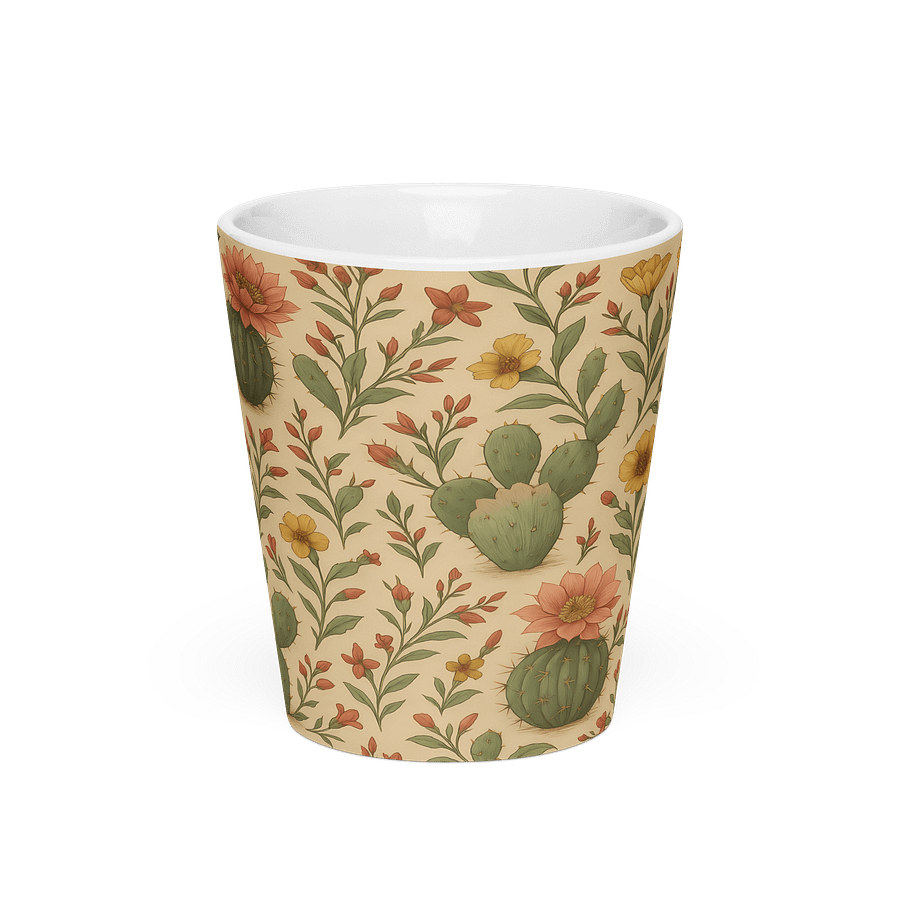 Desert Cactus Latte Mug – 12 oz Ceramic Coffee Cup with Succulent and Bloom product image (3)