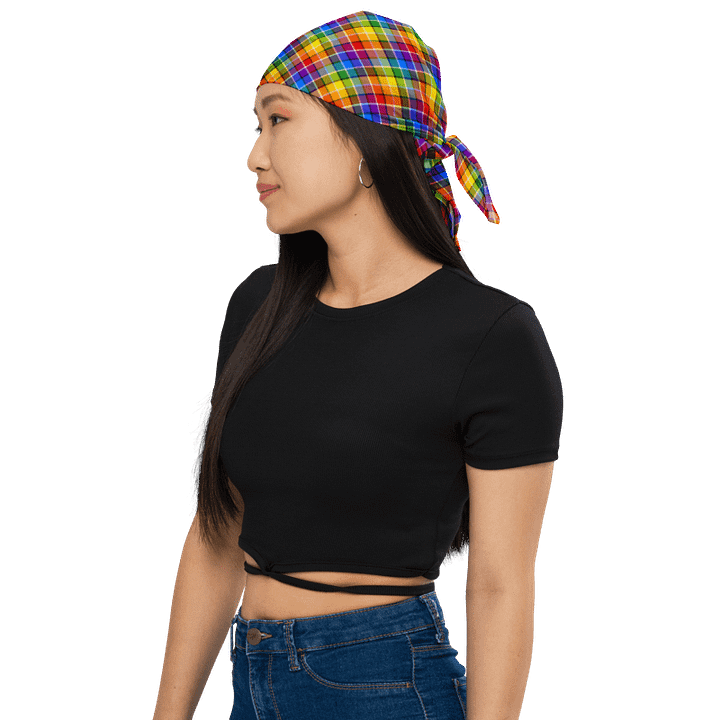 Bright Rainbow Plaid Bandana product image (1)