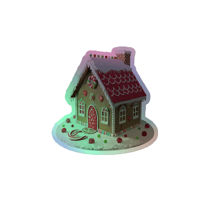 Festive Gingerbread House Holographic Stickers product image (2)
