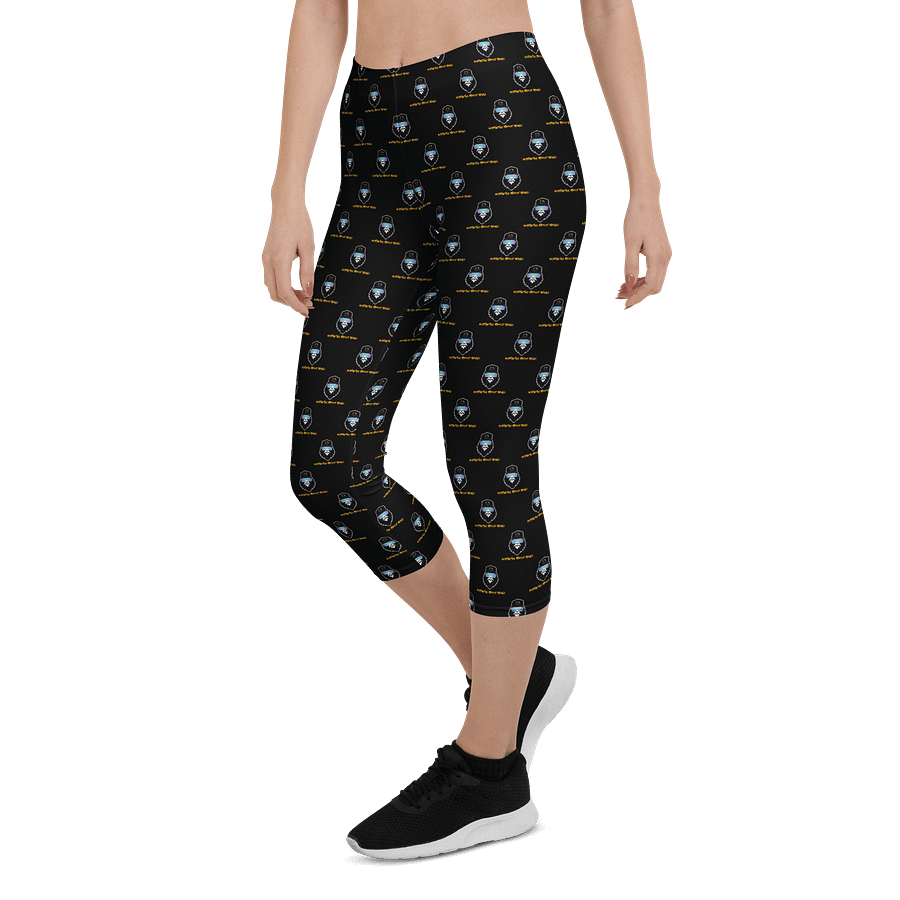 Synthsquatch Fitness Bigfoot Monogram Logo All-Over Print Capri Leggings (Black) product image (5)