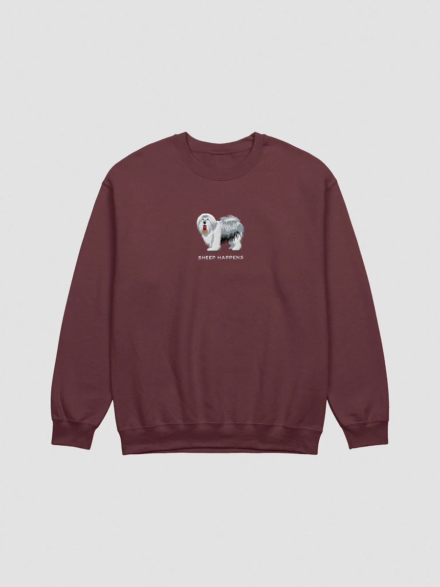 Sheep Happens Sweatshirt (Embroidered) of an Old English Sheepdog product image (7)