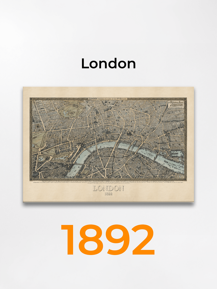 London 1892 Canvas Print – Hand-Drawn Historic City Map product image (3)