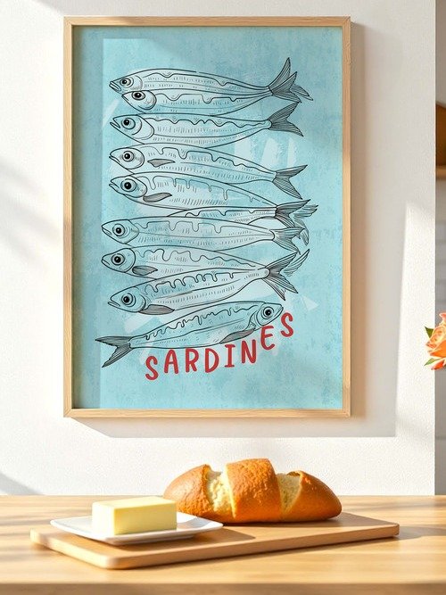 Sardine Wall Art Sardines Tin Fish Poster Colorful Kitchen Print product image (4)