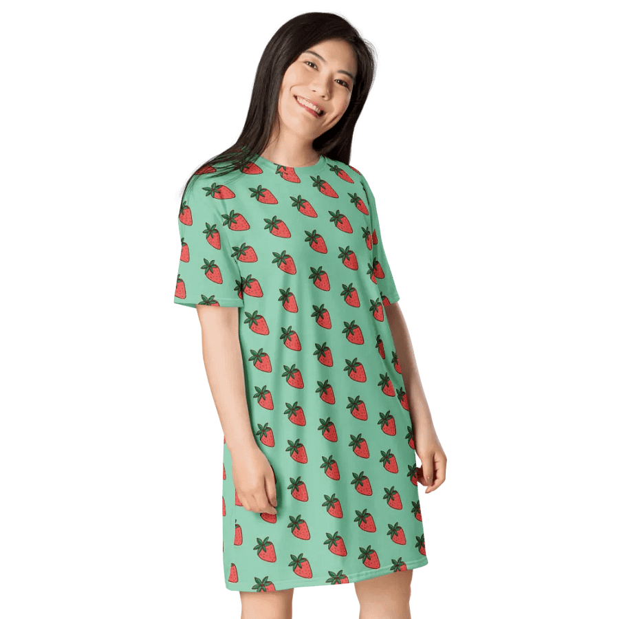 Vibrant Floral Swirl All-Over Dress Strawberry Green Back product image (4)