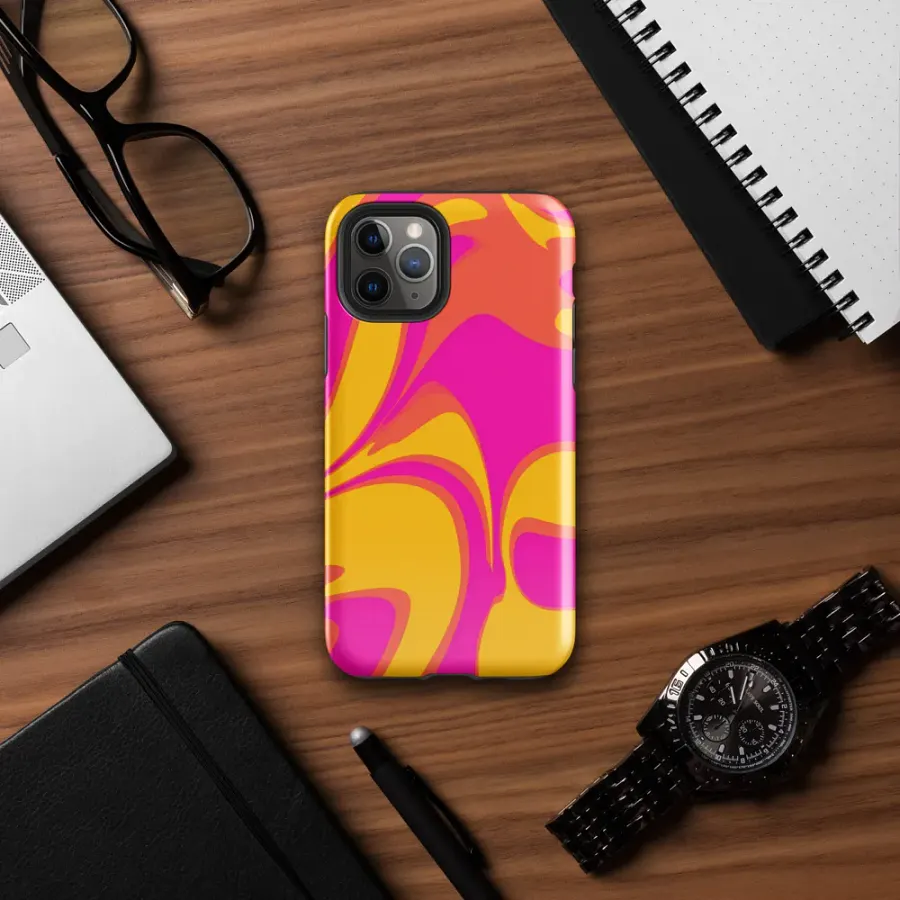 Pink and Yellow Psychedelic Swirls iPhone® Tough Case product image (32)