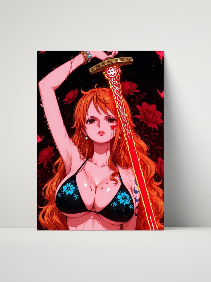 One Piece – Nami Crimson Blade – 8x10 Metal Print product image (1)