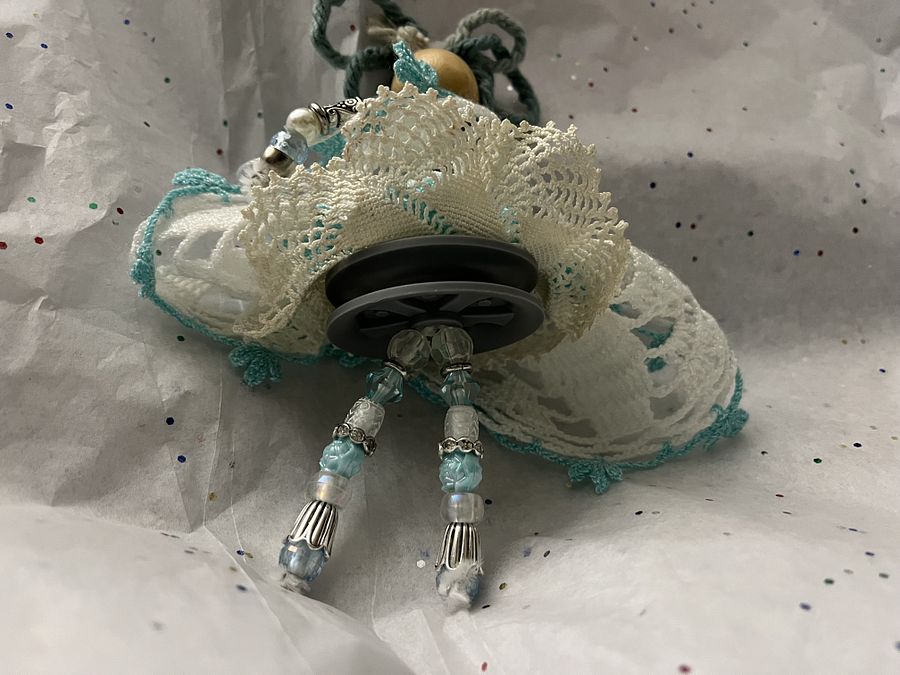 Turquoise Princess w/ Double Antique Lace/Linen Skirts product image (6)